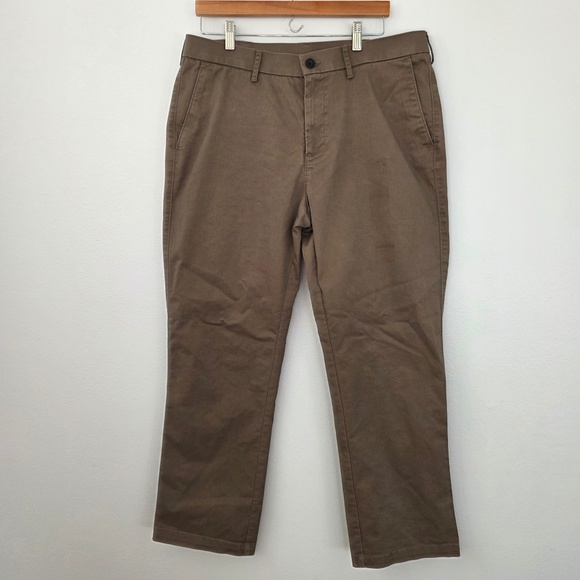 Haggar Straight Fit Dark Khaki Pants - 36x30 - Picture 1 of 14
